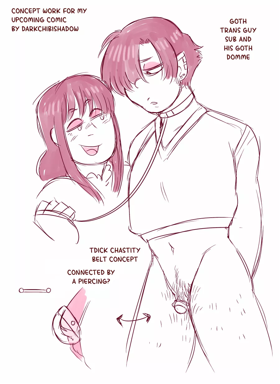 Concept work for an upcoming comic starring this trans guy and his domme!