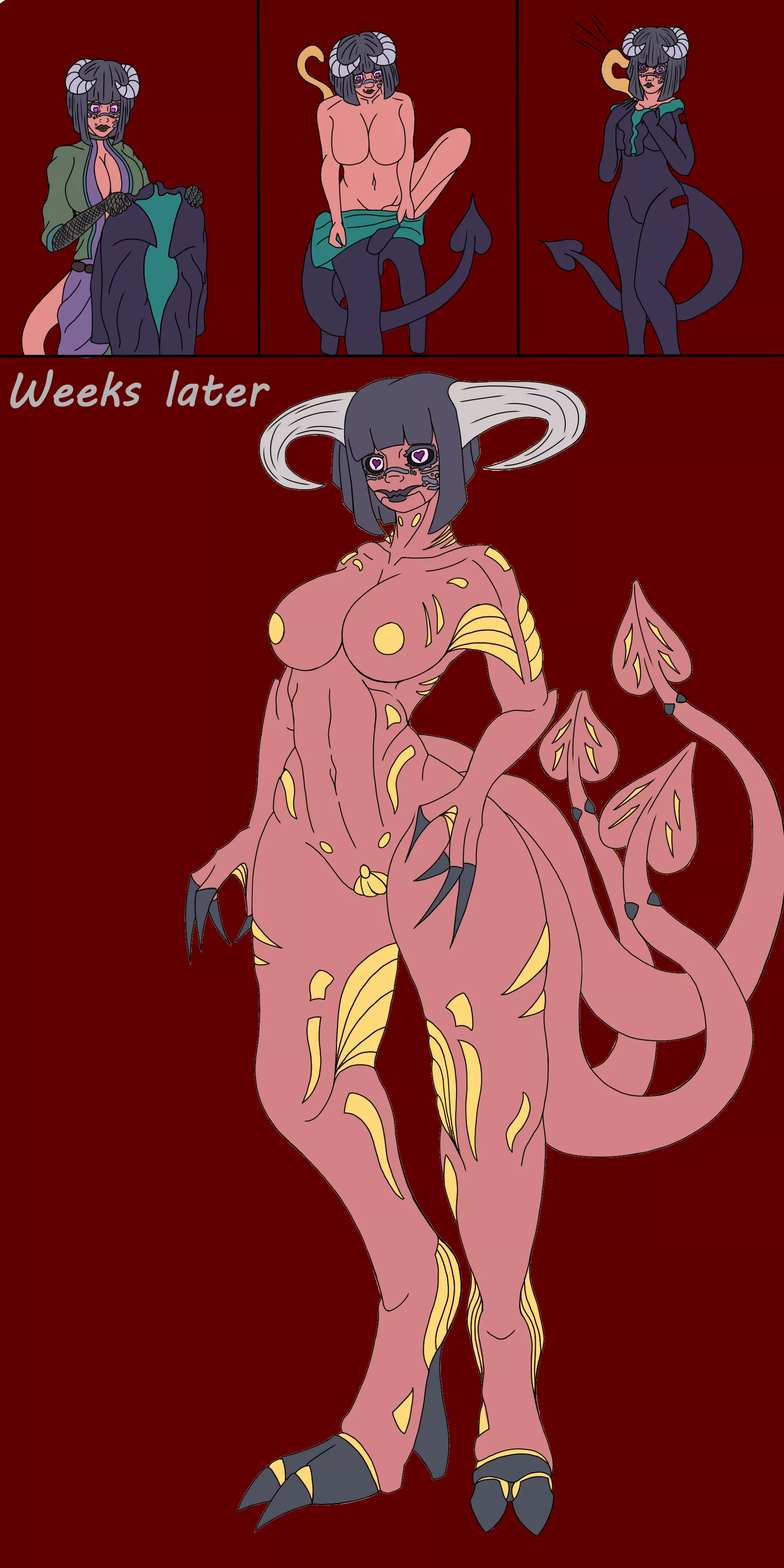 haven't drawn in awhile, figured id trying make a transformation off one of my ocs to try get back into the swing of things, figured a few people here would like it so here it is