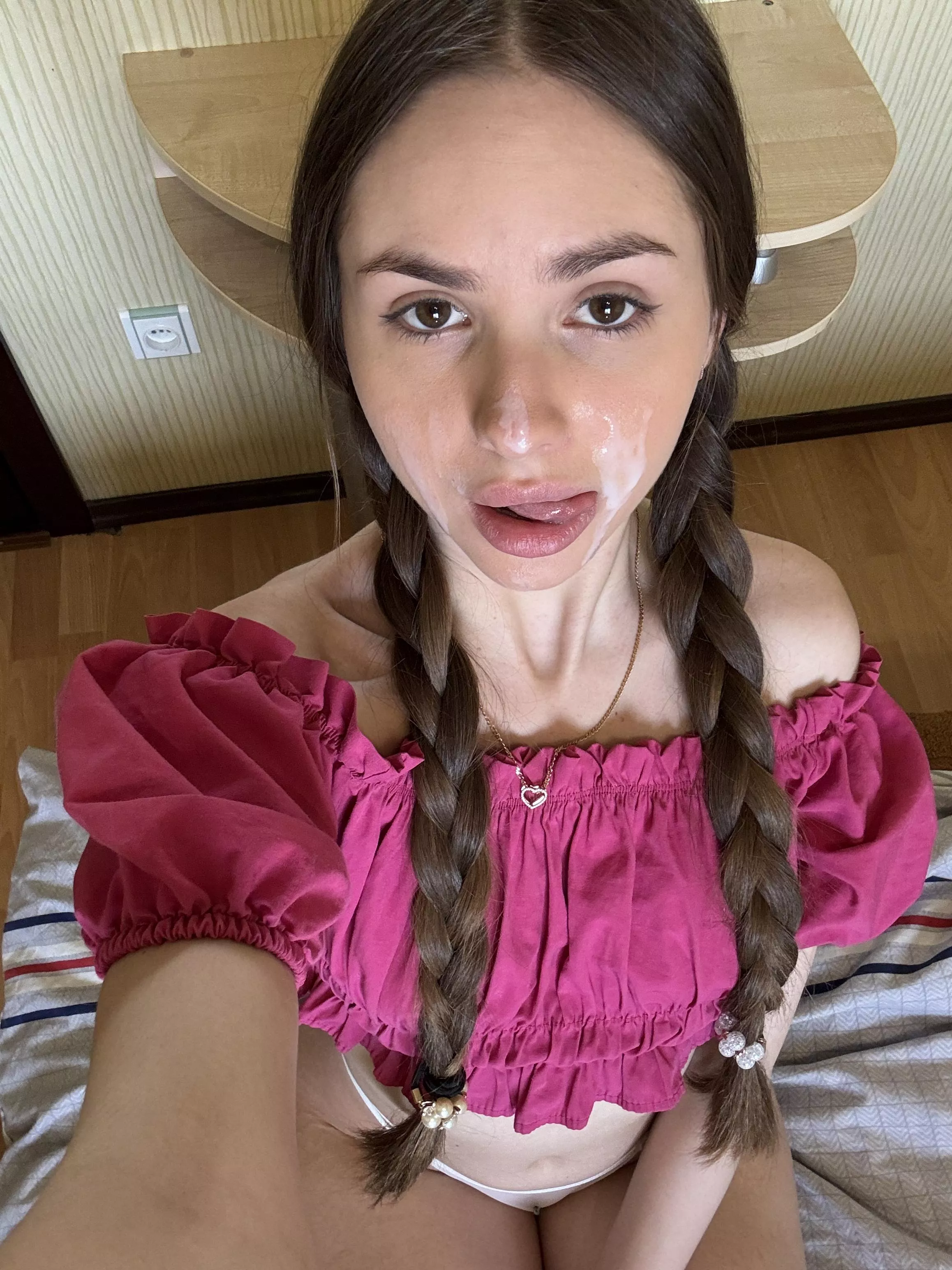 He cum on my new pink blouse again