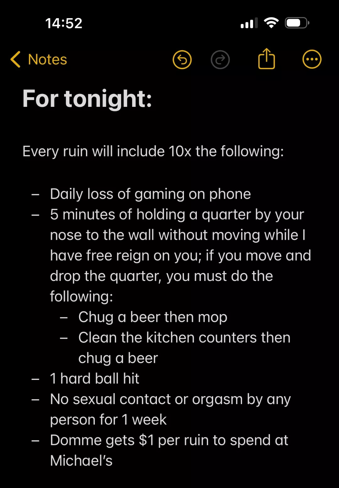 I came without permission. My wife has denied me all week and edged me multiple times. This is my punishment for tonight