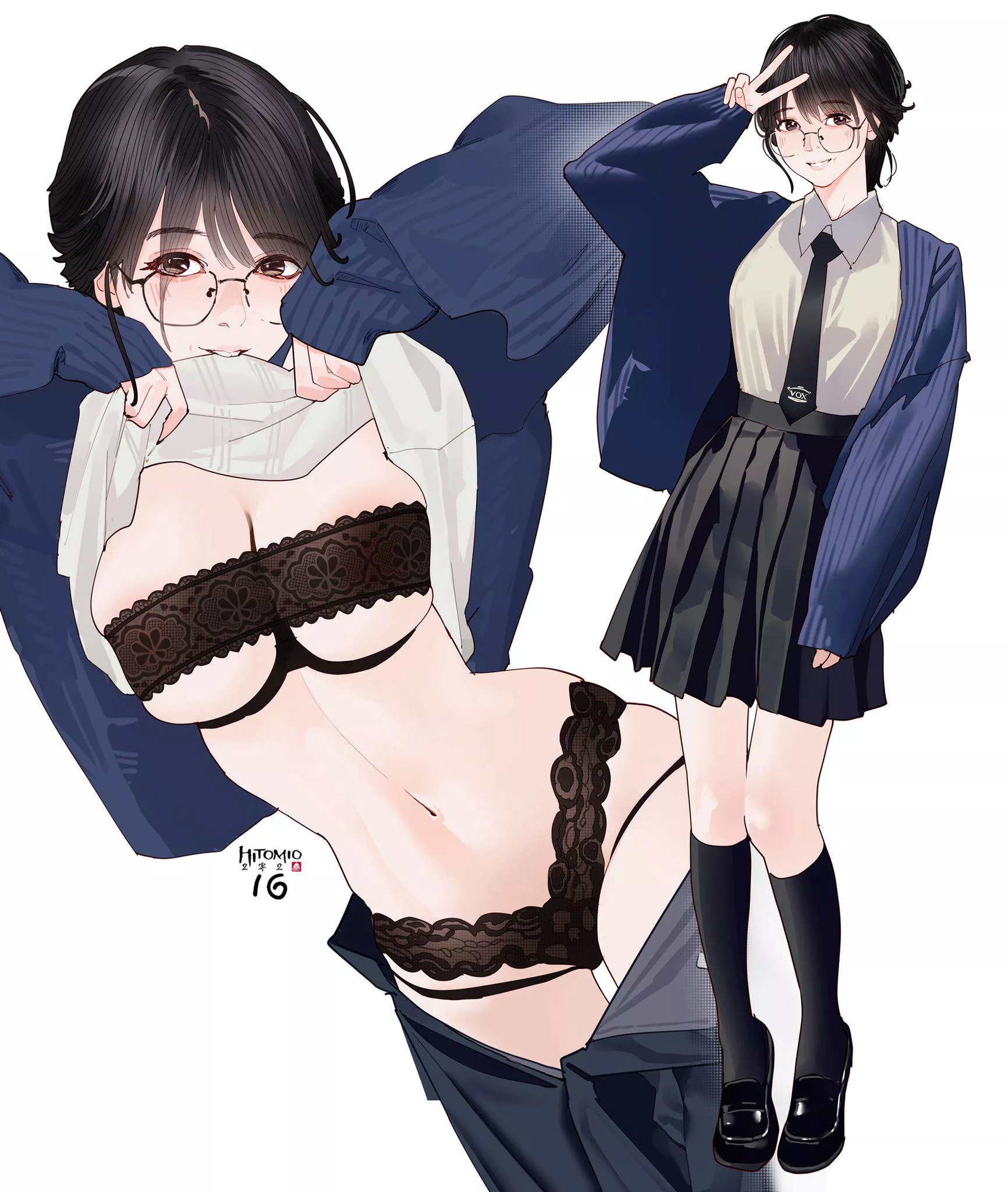 Innocent and Shy Student Wearing Lewd Lingerie Underneath 