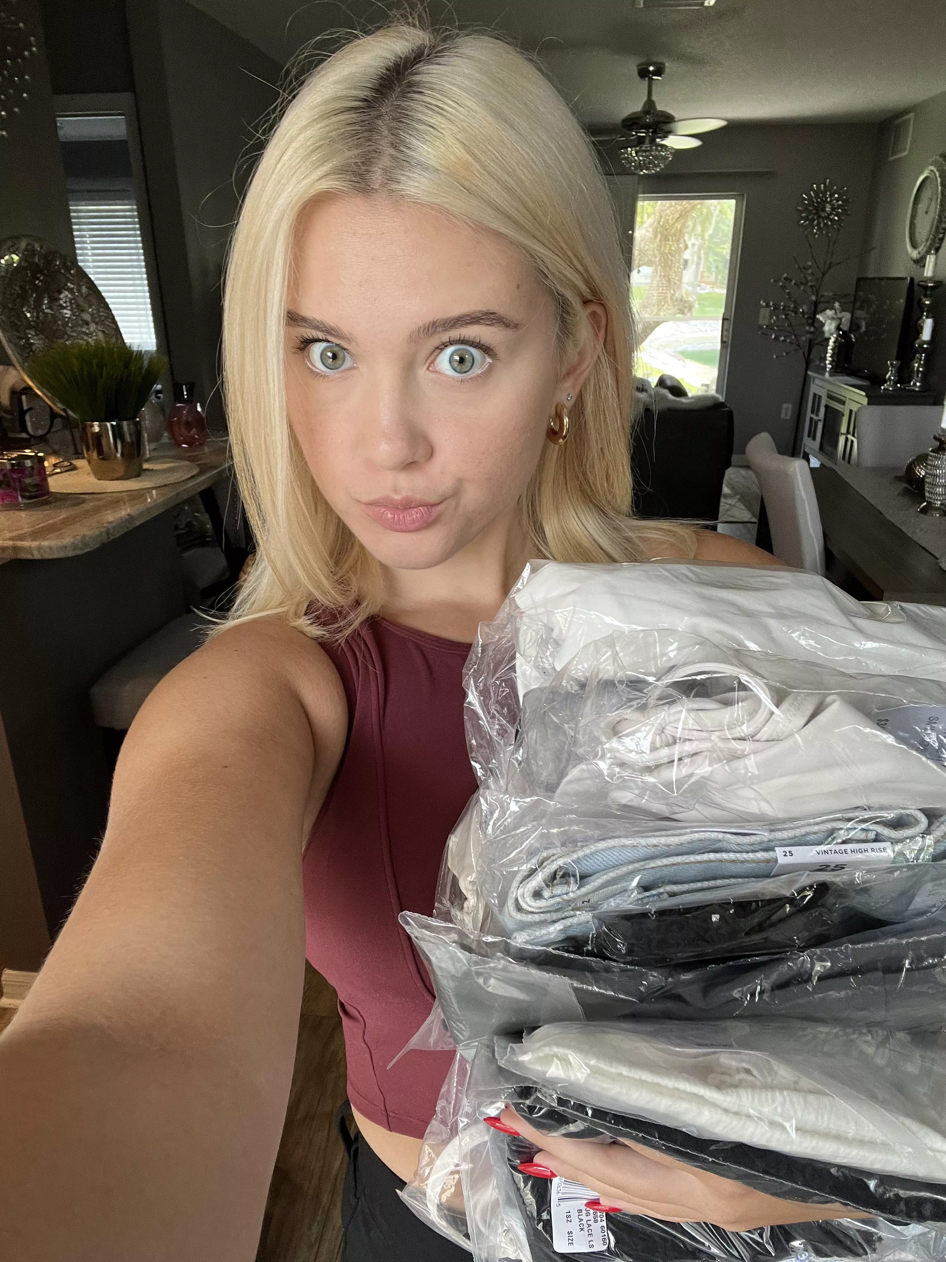 Just a blonde doing chores