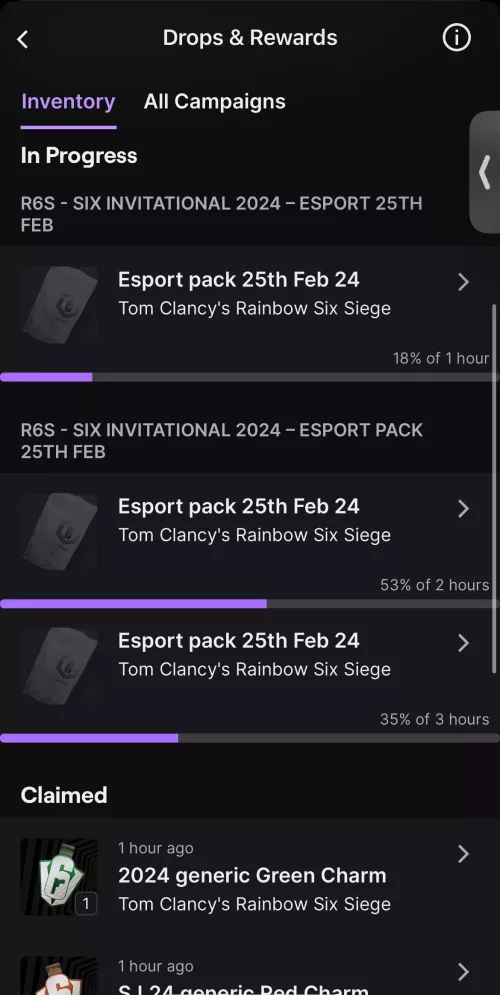 My drops are not updating watch time? The first one is but the bottom two have been at 53 and 35 for the past hour.