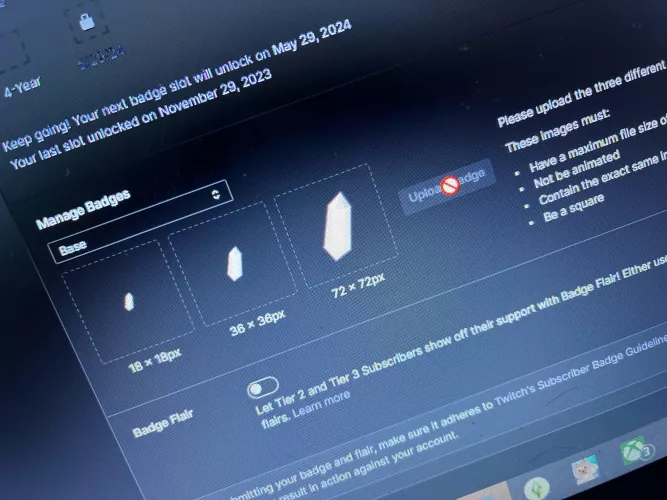 Sub Badges Won’t Upload