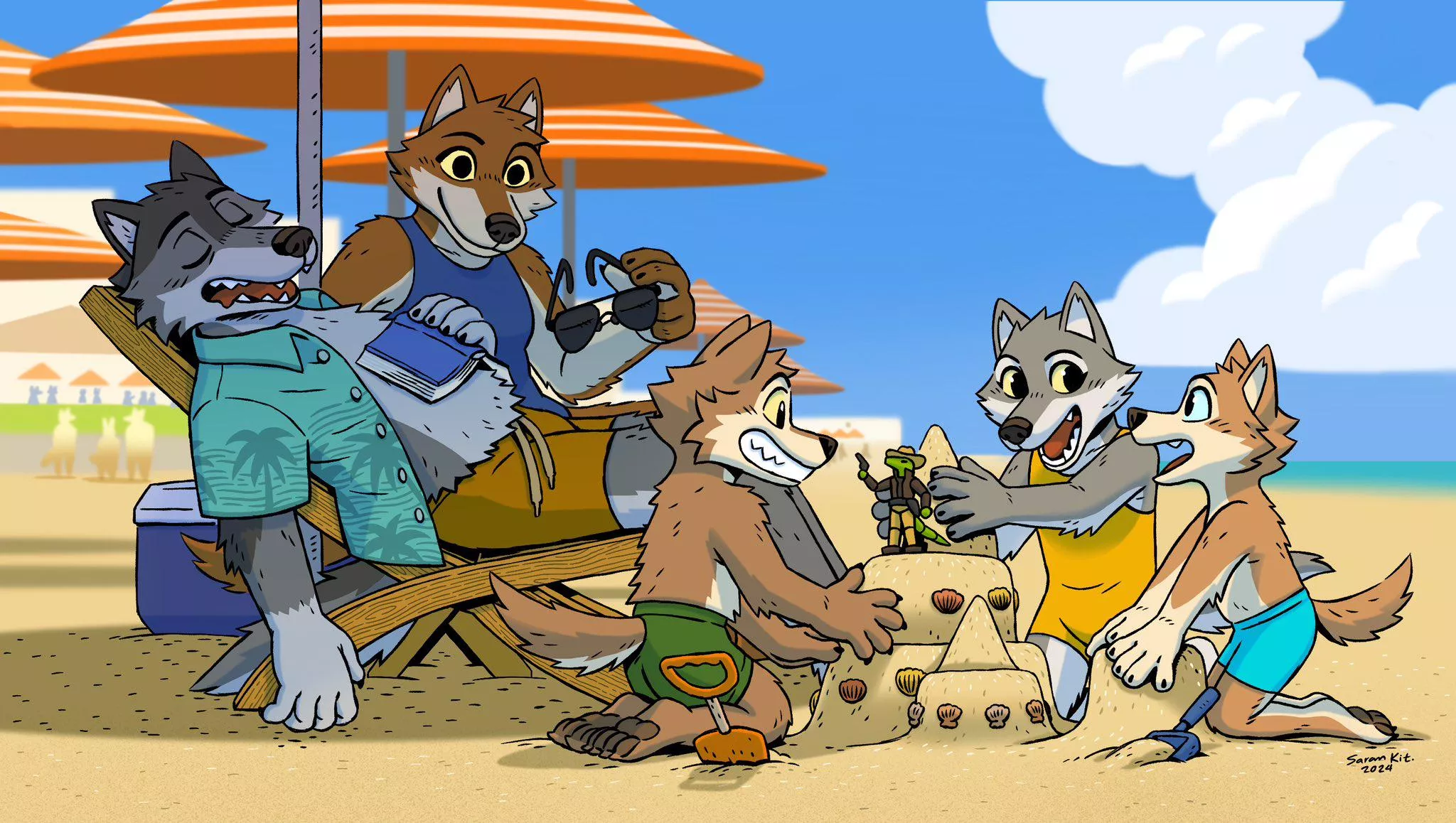 Wolf Family on the Beach [Saran Kit]