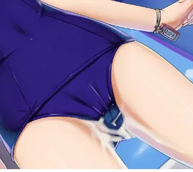 lf color source: 1girl, blue one-piece swimsuit, necklace, japanese text lf color source: 1girl, blue one-piece swimsuit, necklace, japanese text