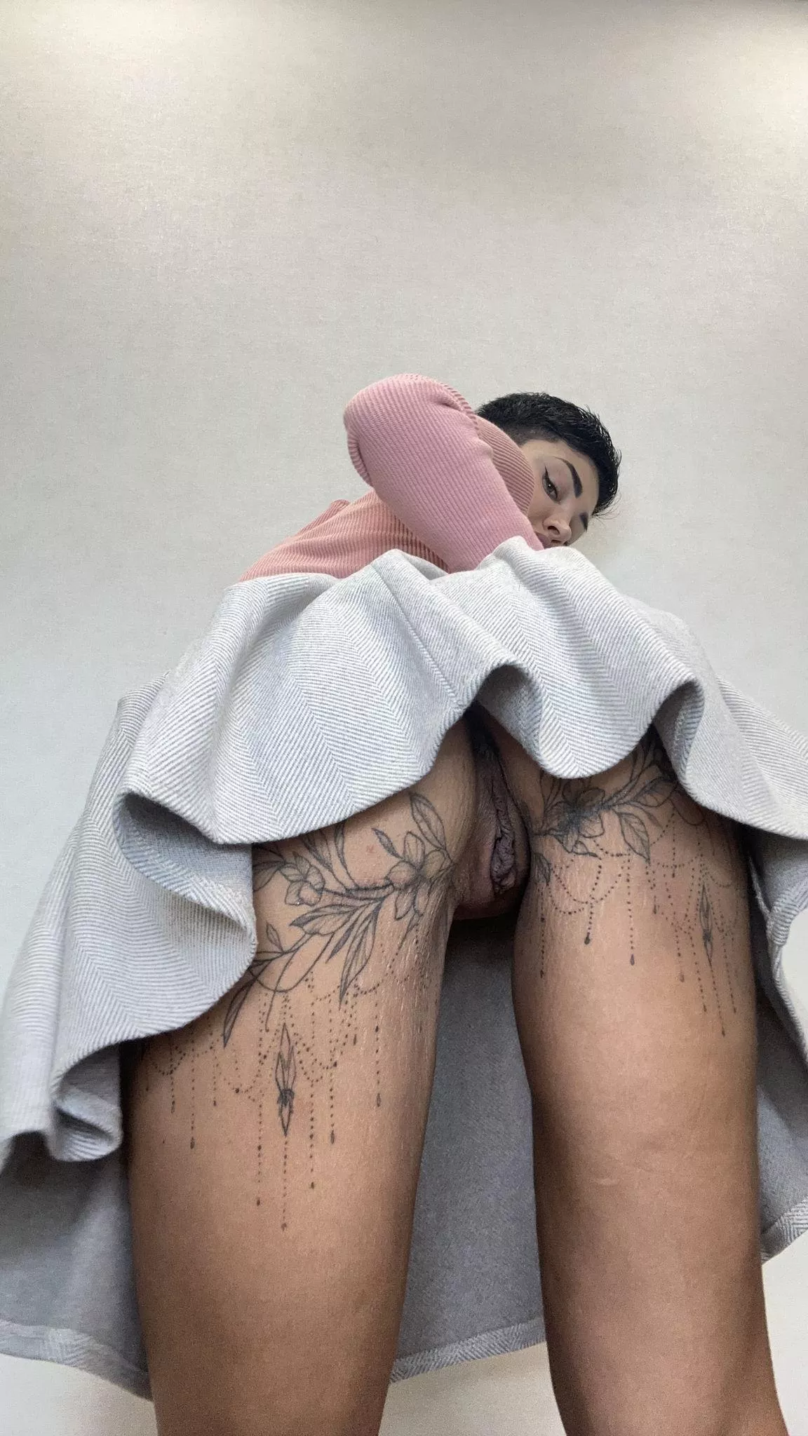 Look up my skirt to explore my hole