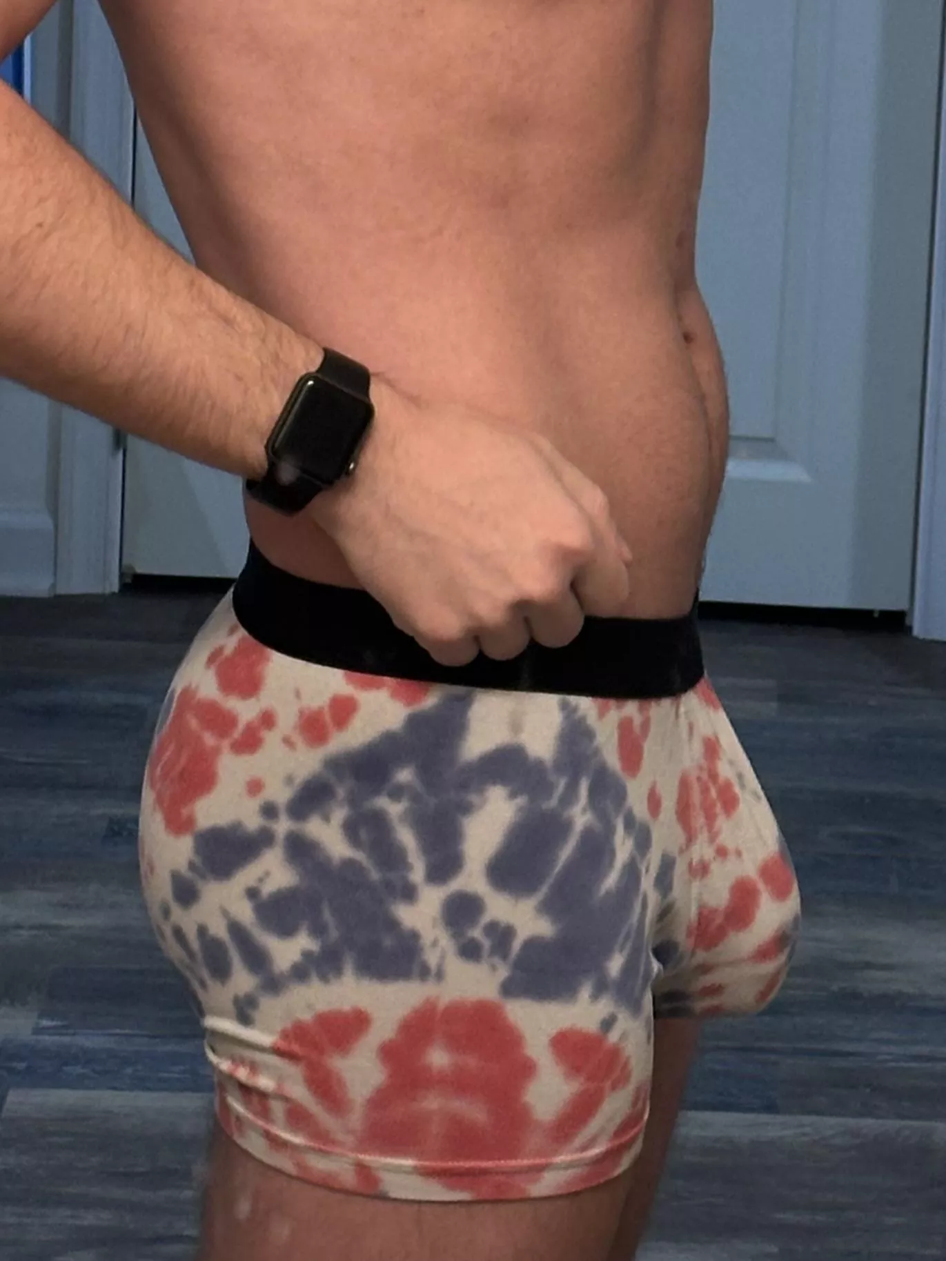 Packin’ and stretching these boxer briefs front and back. 