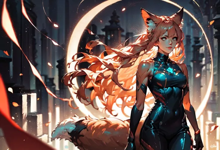 a beautiful catgirl in a very skimpy outfit (Art by TheAIRevolution on Deviantart)