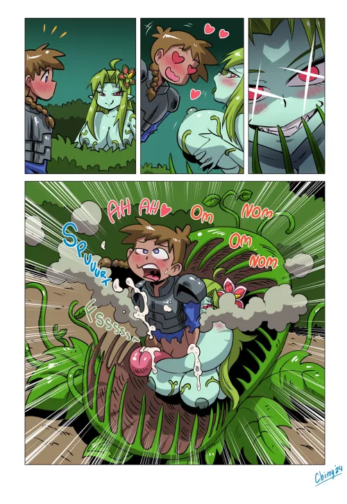 Alraune catching unprevented warrior (comic FC)