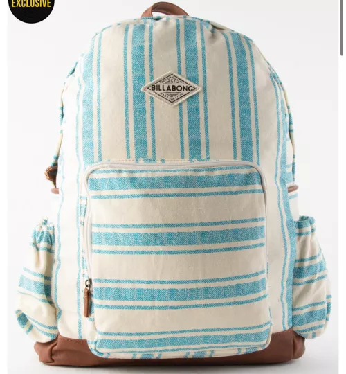 billabong blue and white striped backpack