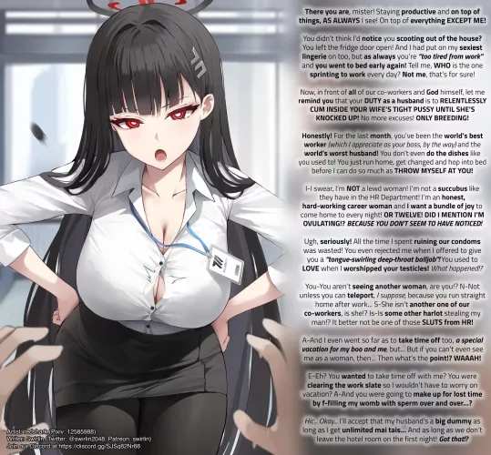 Boss-Wife Is Annoyed At Breeding Neglect [Male POV] [Hetero] [Wholesome] [Romance] [Cute] [Boss-Worker Relationship] [Non-canon character] [Breeding] [Impregnation]