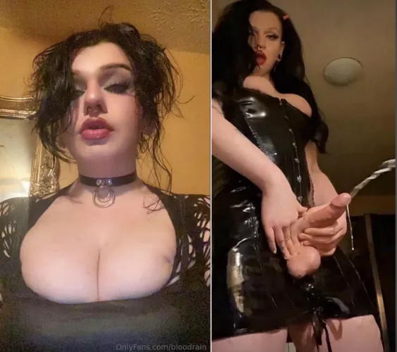 Could you take every inch and every drop of your thicc goth Mommy’s big squirting girl cock? 😈👅