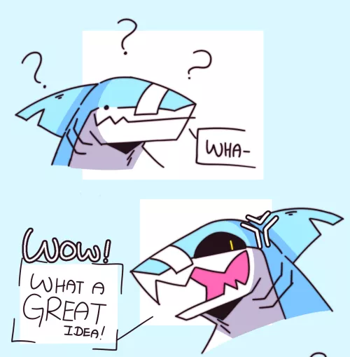 goofy shark having more than one emotion