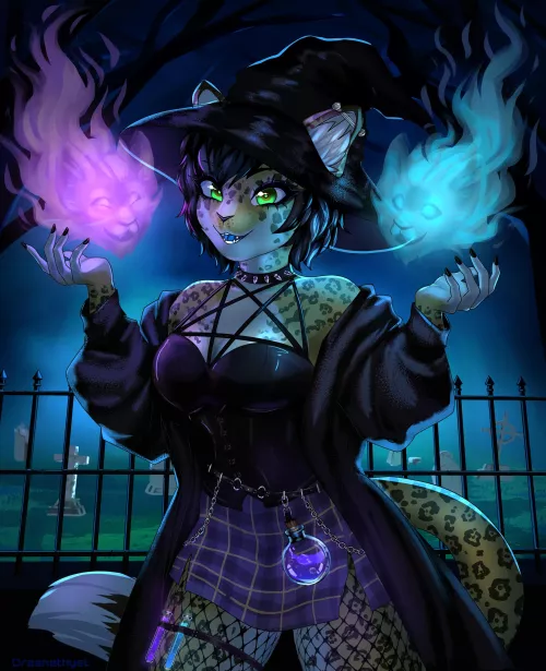 Goth witch commission! 💜 [art by me]