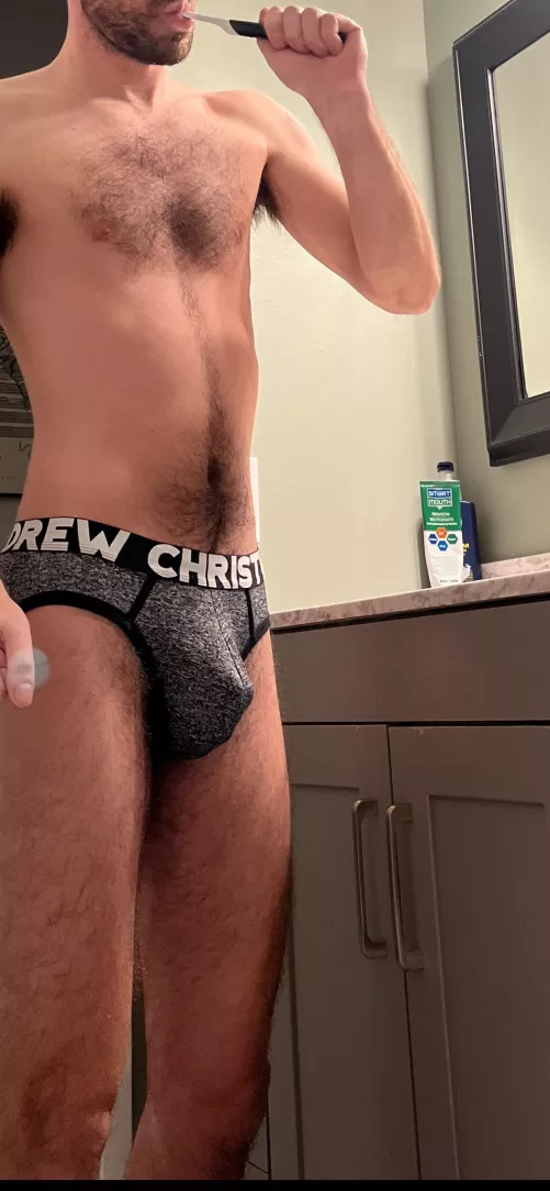 My BF brushing his teeth