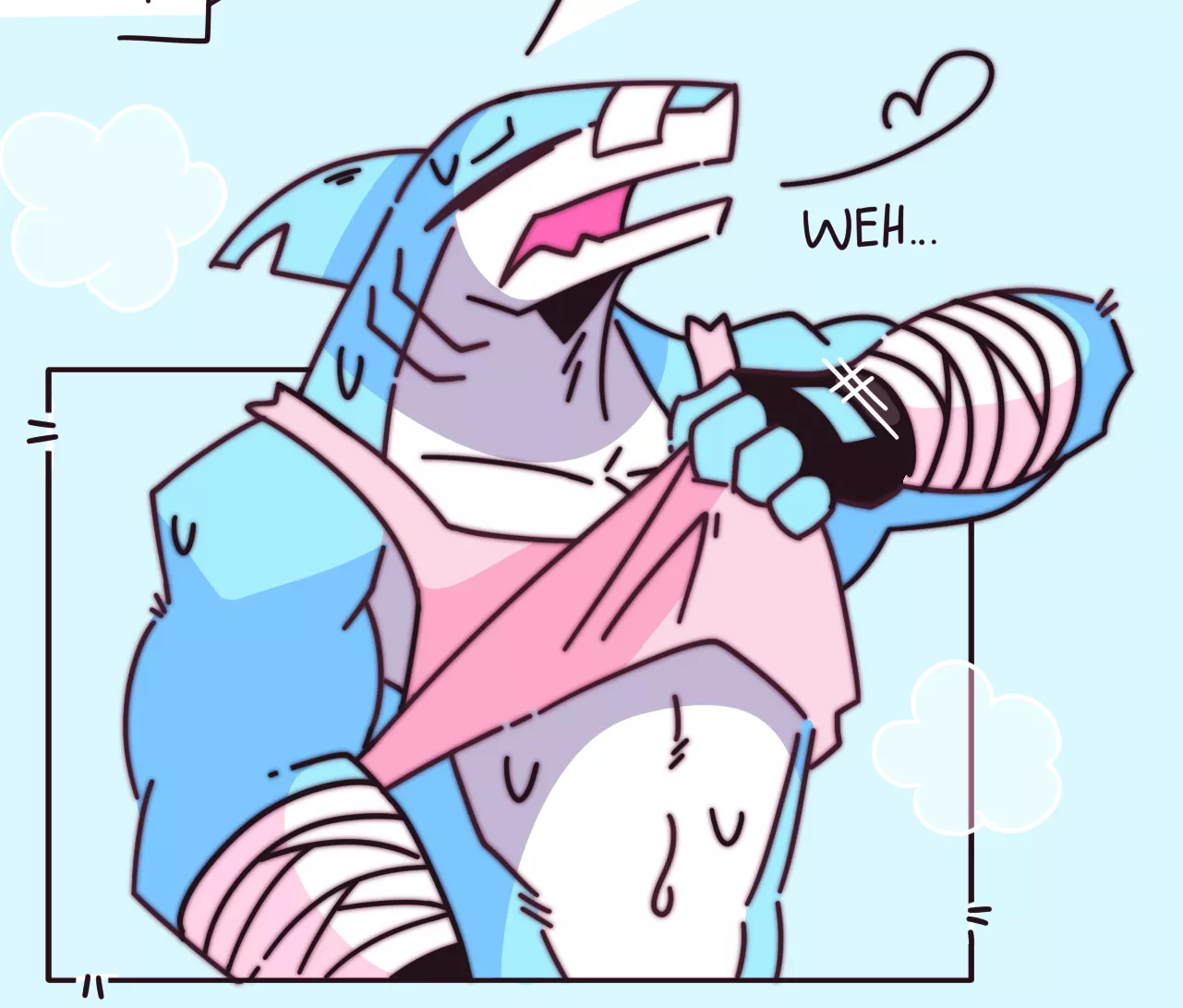 Shark with fingerless gloves, he name Ax