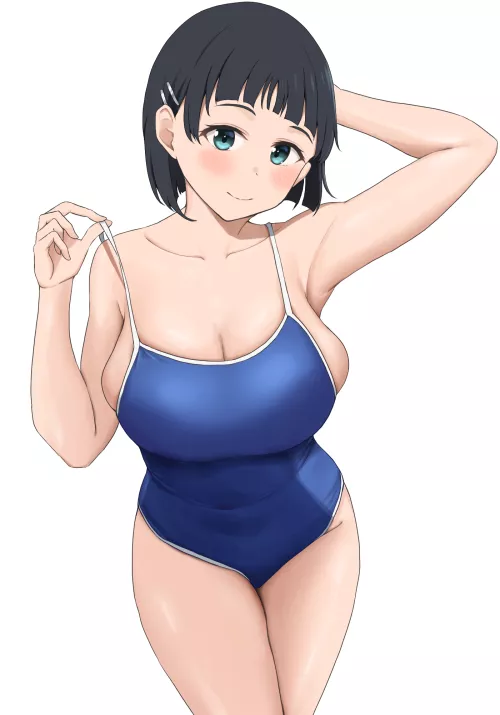 Suguha Posing In Her Swimsuit (Sword Art Online)