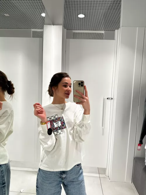 taking pictures in new clothes