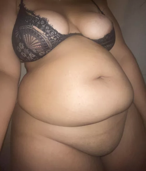 Tits lying on my belly. Can I tempt you?