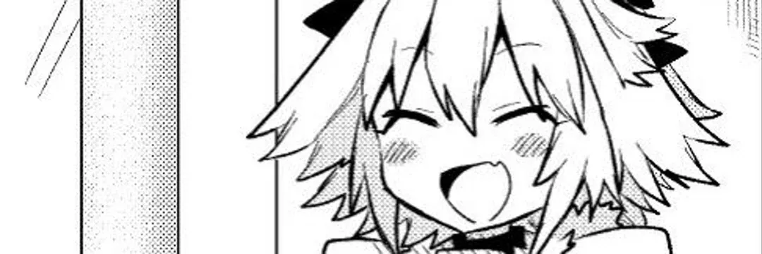 LF Mono Source: Astolfo (Fate Grand Order), fang. laughing, blushing, closed eyes, face, spiky hair, looking at viewer