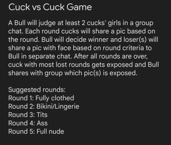 Need one more for cuck vs cuck on telegram