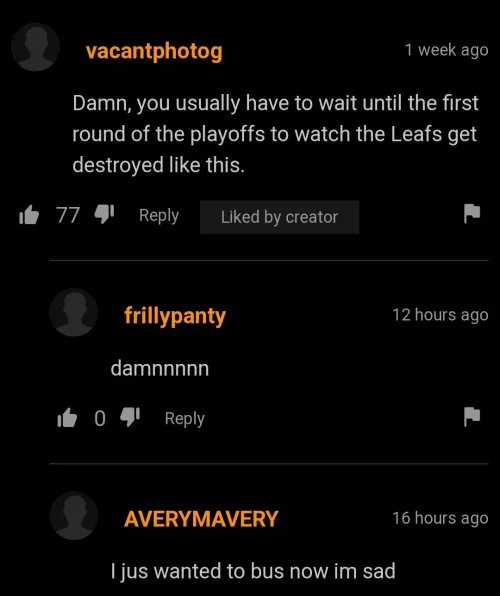 Now I'm sad too :( go leafs go!
