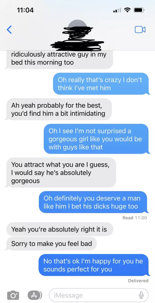 Texting my ex/gf after her first night with a new man since we decided to go on a break.
