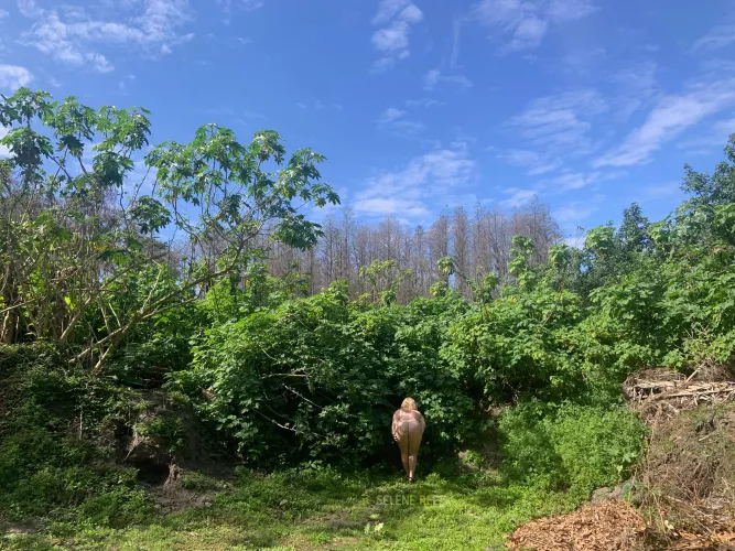 Wandering around the nudist resort.