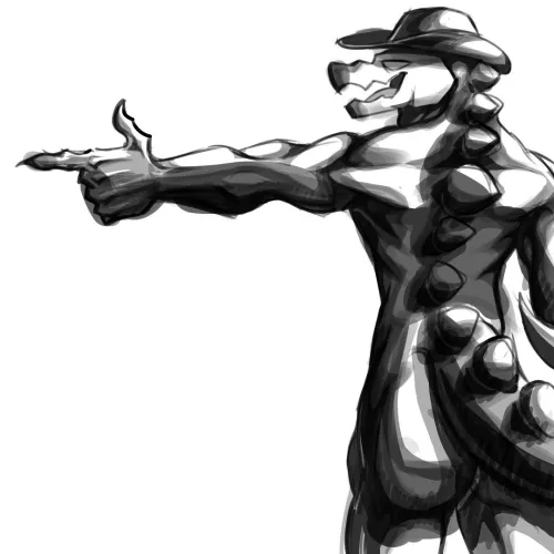 Why they draw him buff, idk, but here he is (by me)