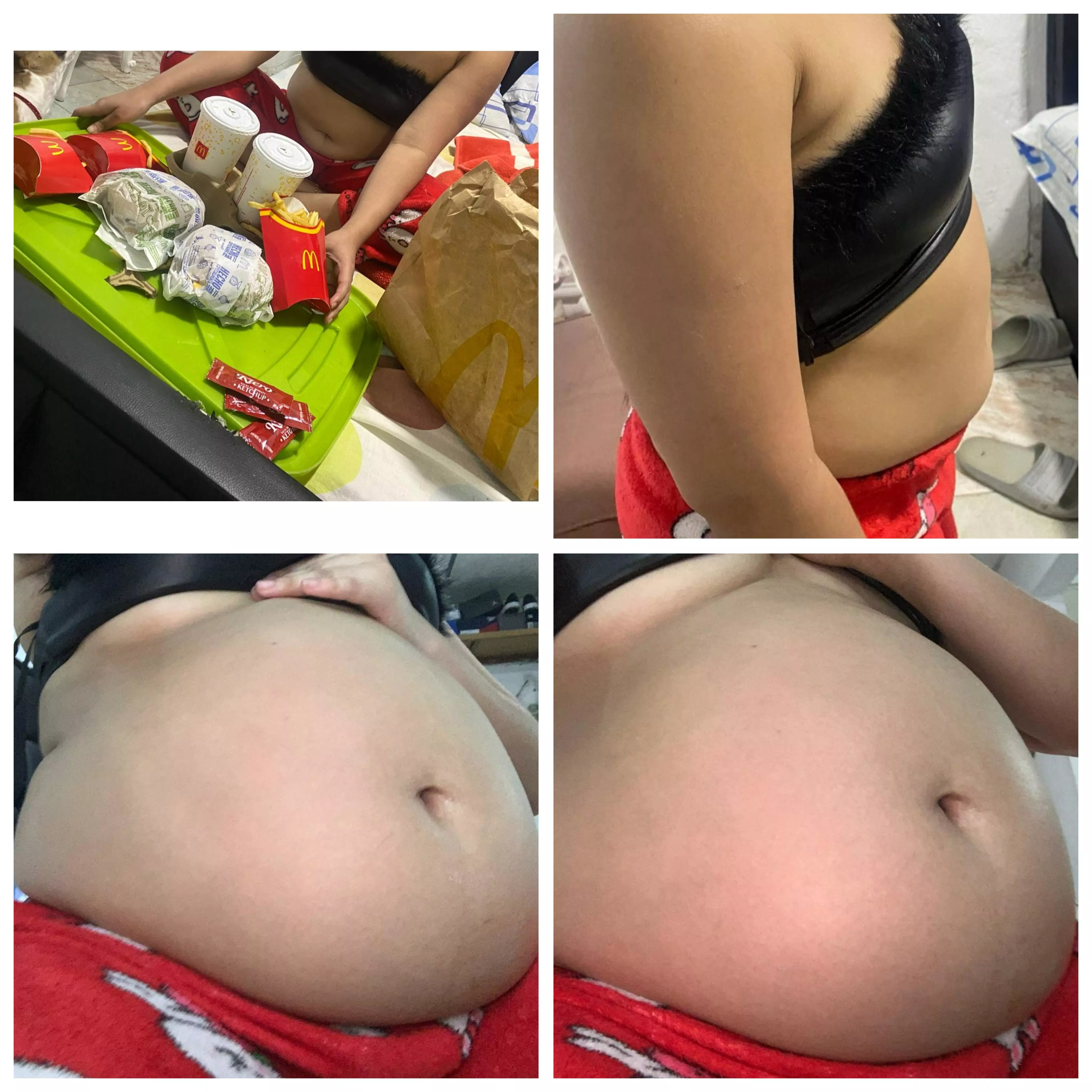 Wow, what a great filling from McDonald's 😍 how I love to eat like a pig, this great before and after 🐷 😍 who wants to fill my belly more and more?  🐷