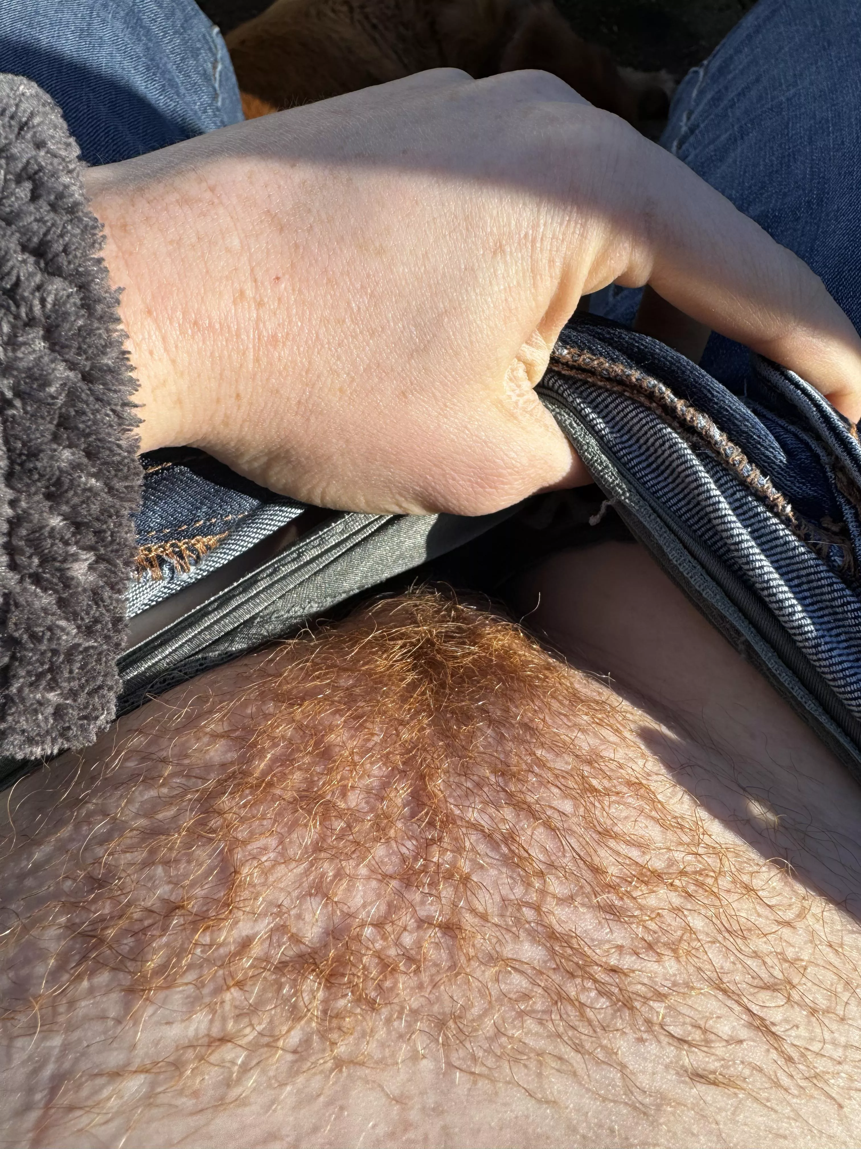 Ginger pussy on fire in the sun 