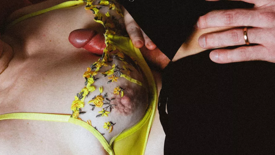 My bra makes his cock throb even harder