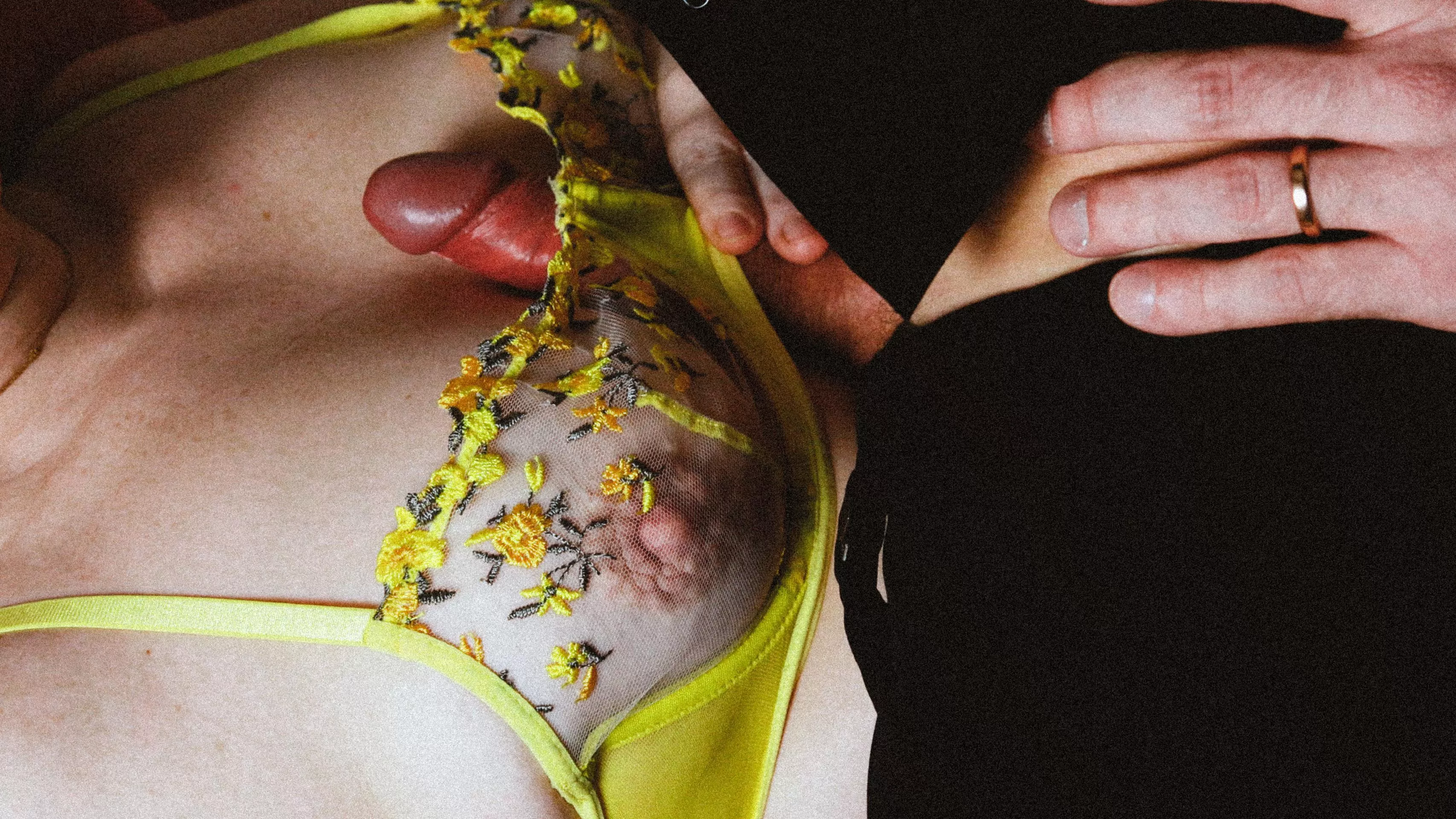 My bra makes his cock throb even harder