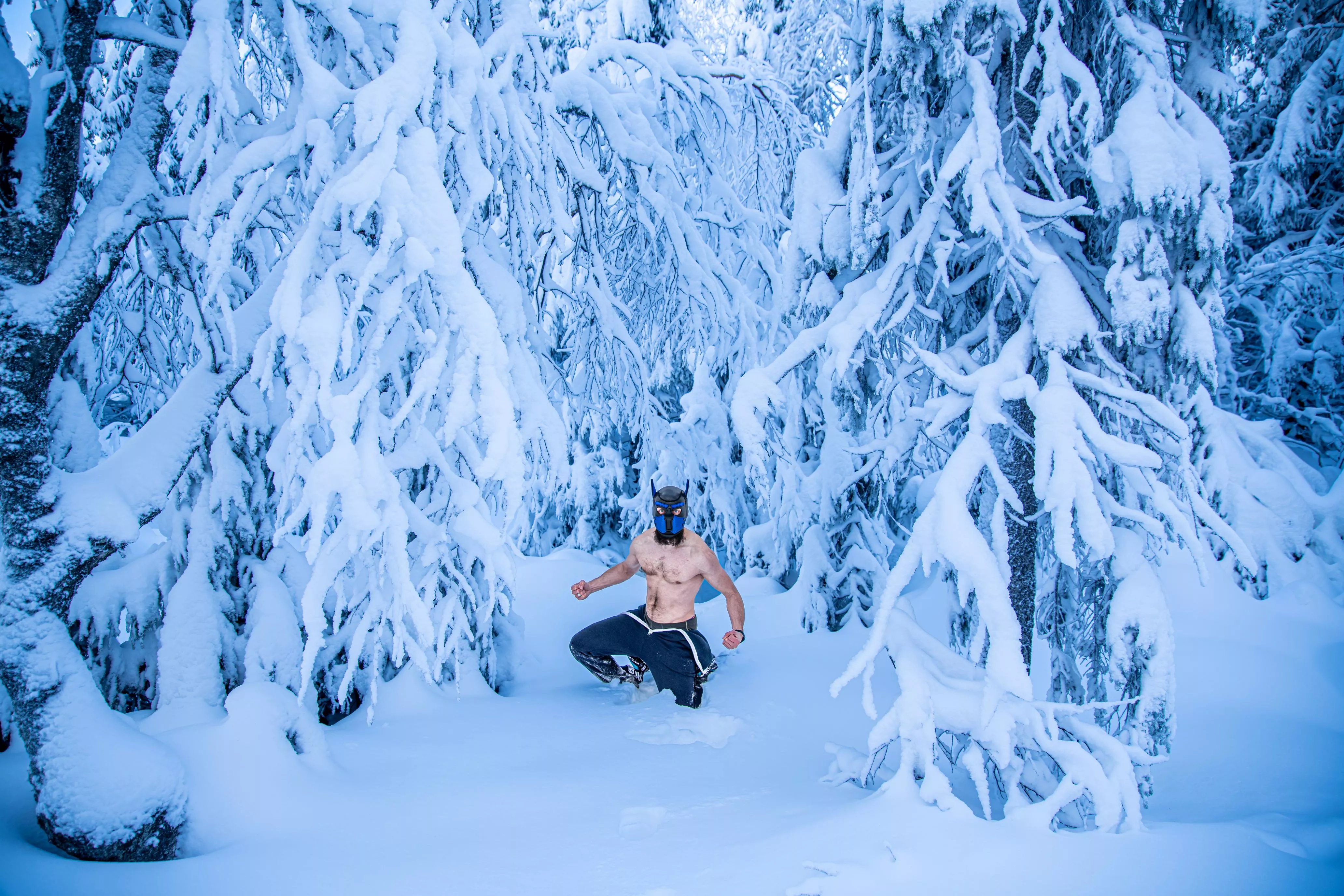 Puppy playing in a snow 💪🏻🐶