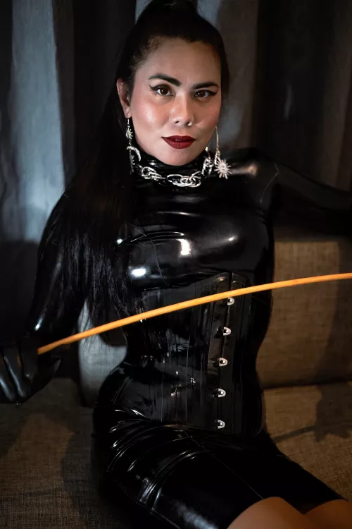 Shiny Black Latex Dress and Corset