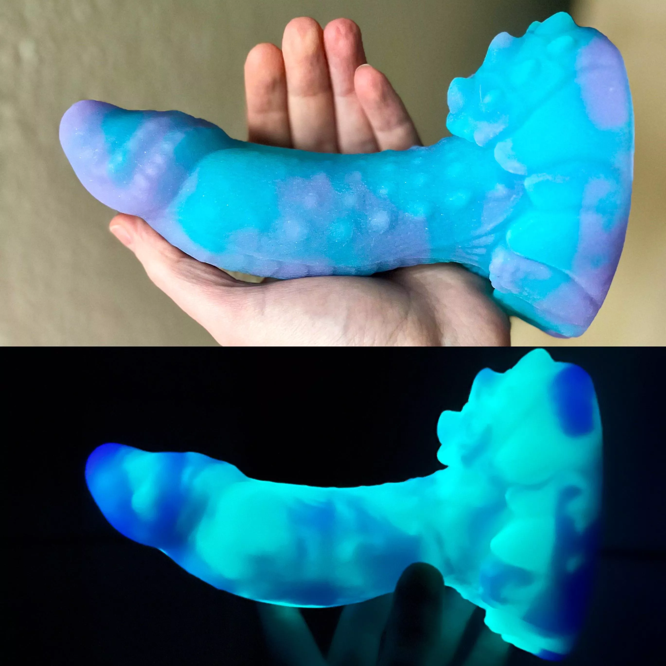 Small Crackers with custom glow-in-the dark marbling 💜🩵