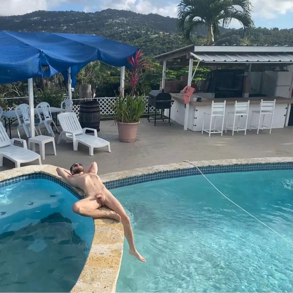 This is your greeting as you walk out to the pool. What is your next move?