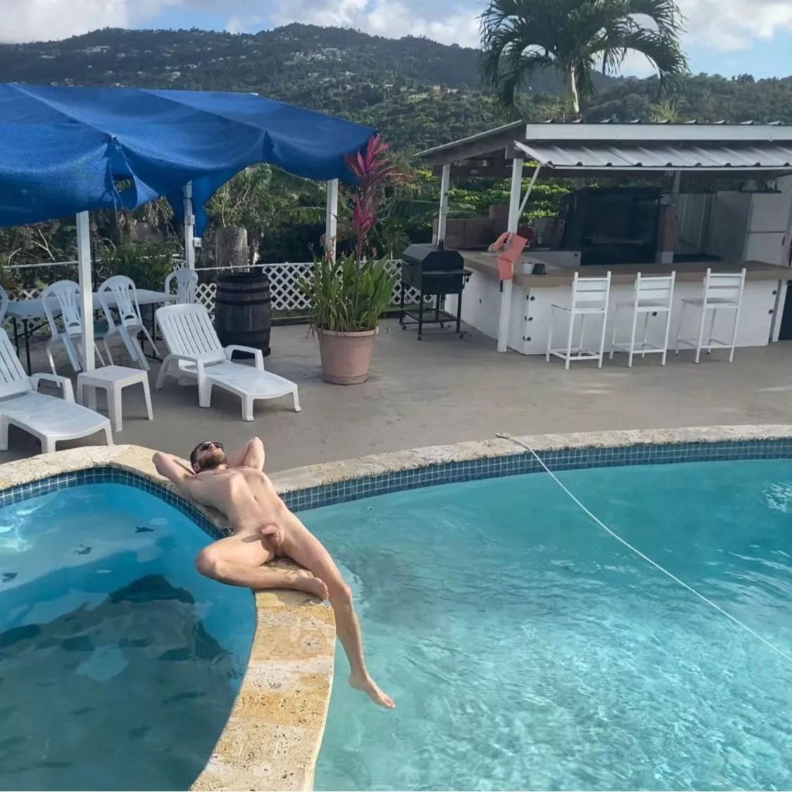 This is your greeting as you walk out to the pool. What is your next move?