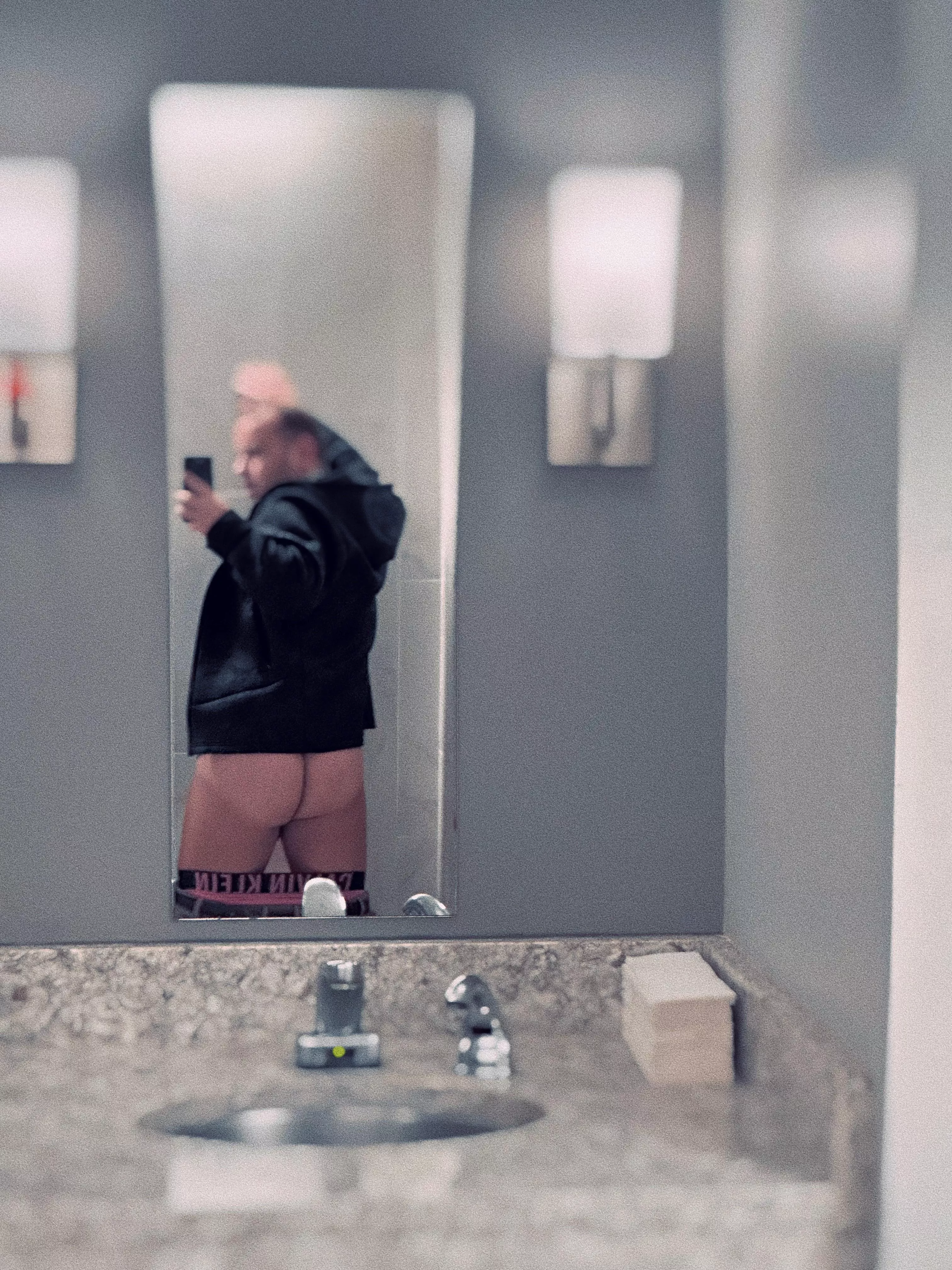 Working the office bathroom