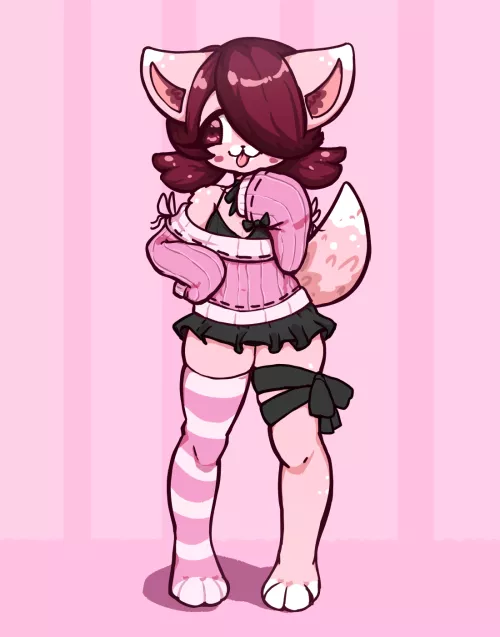 blep, i got a pink sweater~! what's your favorite color to wear? mine is pink obv 😋