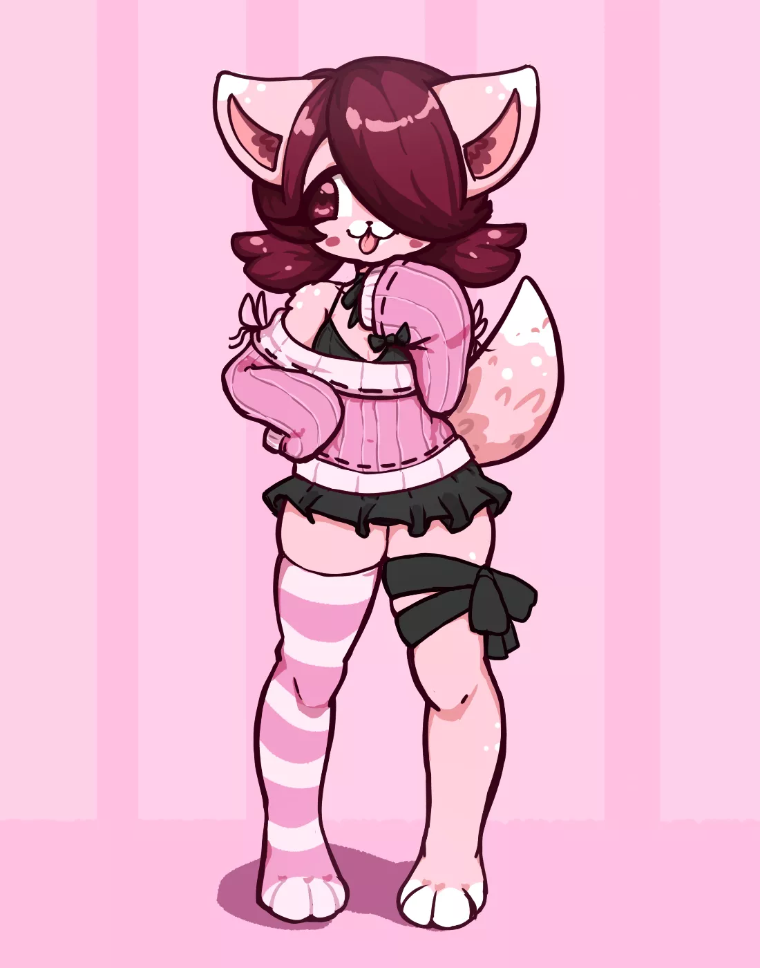 blep, i got a pink sweater~! what's your favorite color to wear? mine is pink obv 😋