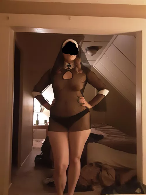 Breaking in her new lingerie 