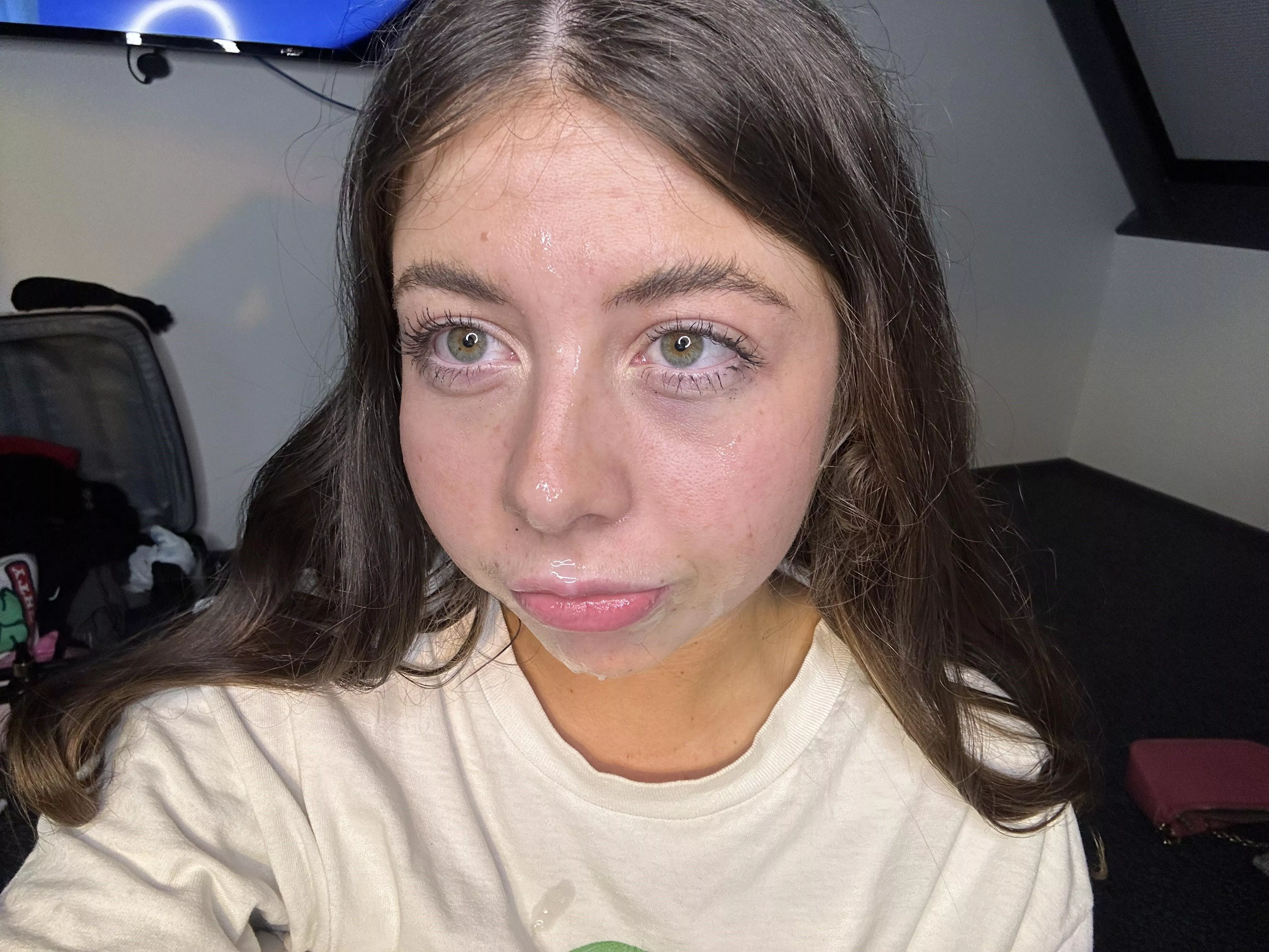 College teen taking facial cumshot