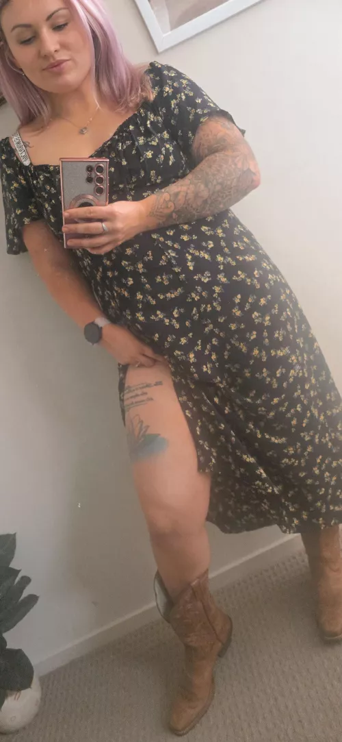 Cowgirl boots and dresses are my favourite 