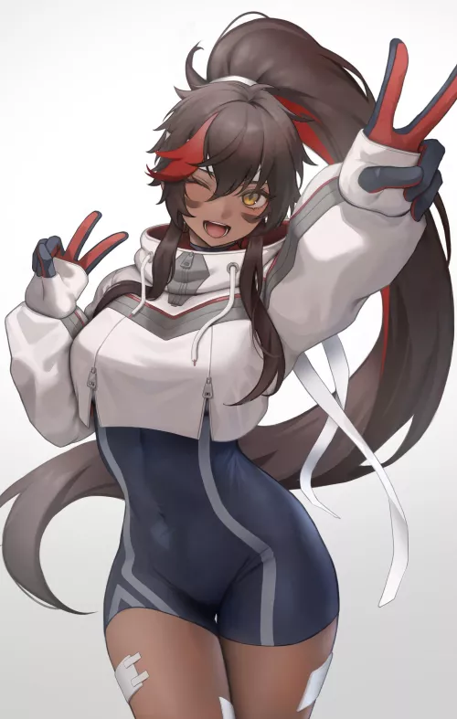 Juliette giving the peace sign