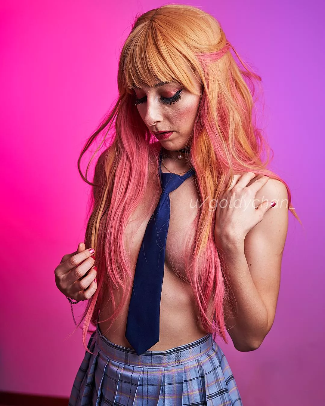 Marin Kitagawa takes her school uniform off after classes