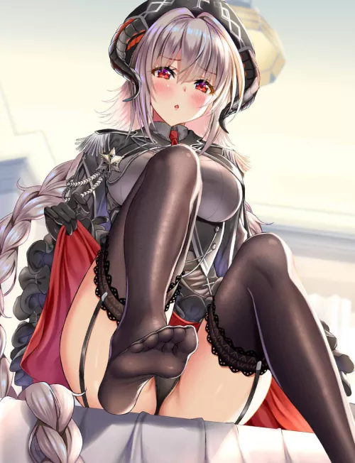 Nurnberg can’t help but be a little shy as she lifts her skirt to show her attire 