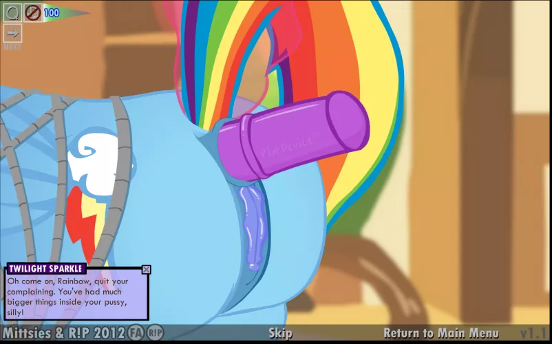 Rainbow dash gets a dildo up her butt (Mittsies)