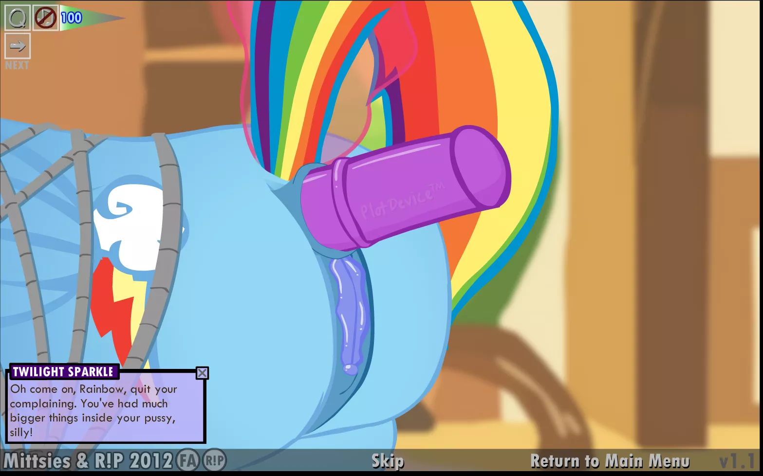 Rainbow dash gets a dildo up her butt (Mittsies)